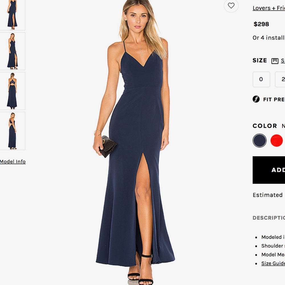 Lovers + Friends Helena Gown in Navy
